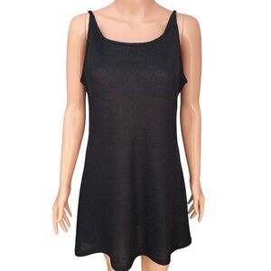 Limit Line vintage black ribbed a line black mini dress tunic sz M cotton blend